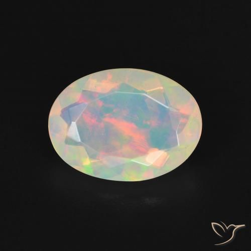 2.10ct 자연스러운 여러 가지 빛깔의 흰색 오팔, 타원형, 투명한