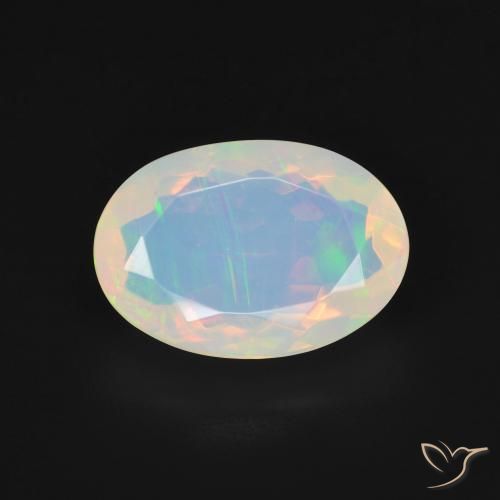 2.81ct 자연스러운 여러 가지 빛깔의 흰색 오팔, 타원형, 투명한