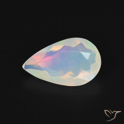 1.37ct 자연스러운 다색 오팔, 배 모양, 투명한