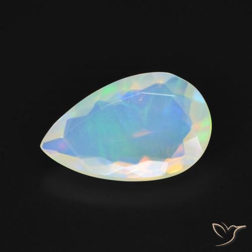 2.40ct 자연스러운 다색 오팔, 배 모양, 투명한
