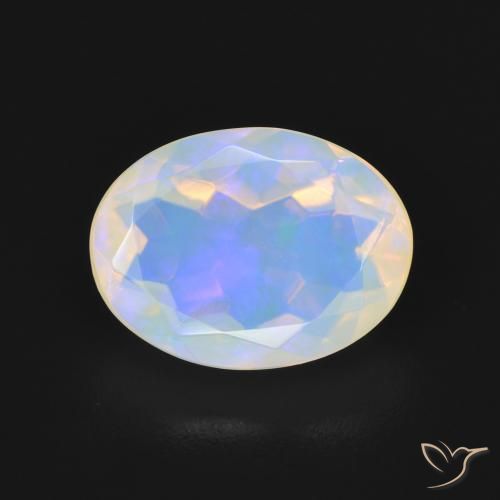 2.24ct 자연스러운 푸르스름한 흰색 오팔, 타원형, 투명한