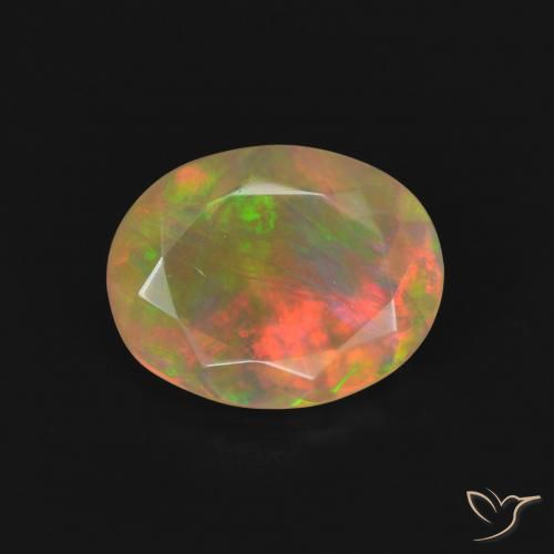 1.27ct 자연스러운 다색 오팔, 타원형, 투명한