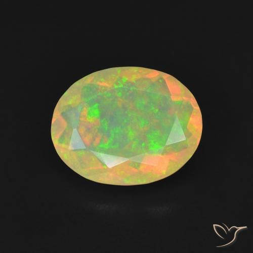 1.18ct 자연스러운 다색 오팔, 타원형, 투명한