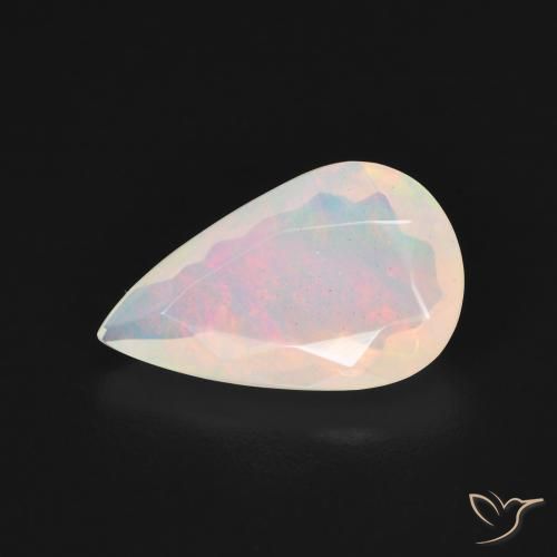 1.64ct 자연스러운 여러 가지 빛깔의 흰색 오팔, 배 모양, 투명한