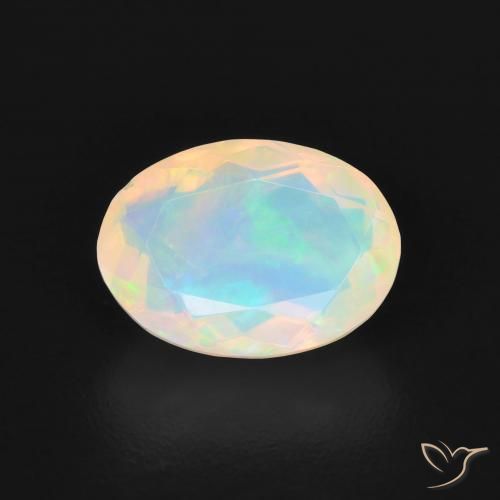 1.40ct 자연스러운 푸르스름한 흰색 오팔, 타원형, 투명한
