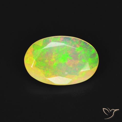 1.26ct 자연스러운 다색 오팔, 타원형, 투명한
