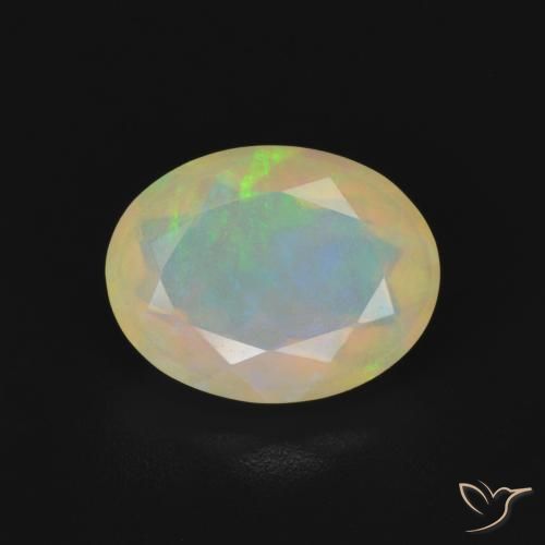 1.13ct 자연스러운 다색 오팔, 타원형, 투명한
