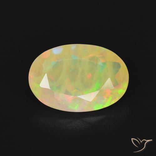 1.89ct 자연스러운 다색 오팔, 타원형, 투명한