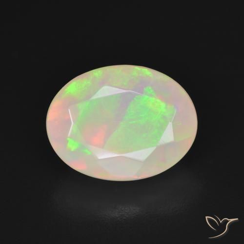 2.42ct 자연스러운 여러 가지 빛깔의 흰색 오팔, 타원형, 투명한