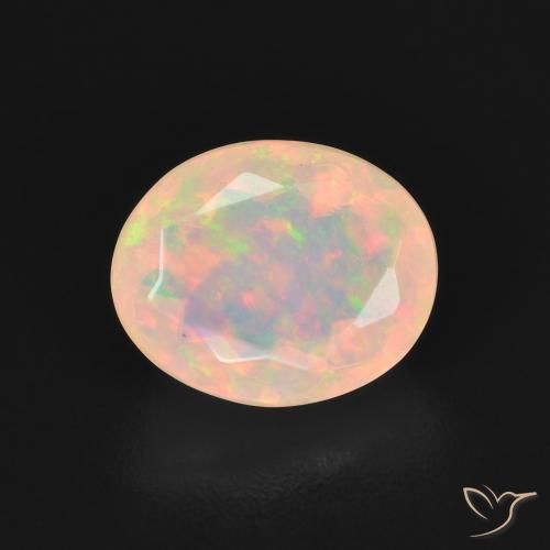 1.54ct 자연스러운 여러 가지 빛깔의 흰색 오팔, 타원형, 투명한