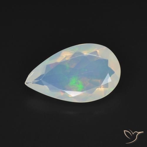 1.84ct 자연스러운 푸르스름한 흰색 오팔, 배 모양, 투명한