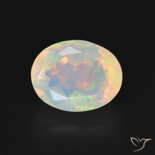 1.29ct 자연스러운 다색 오팔, 타원형, 투명한