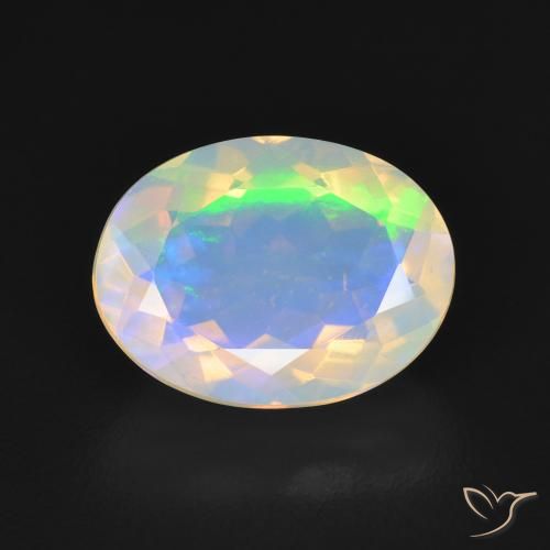 2.17ct 자연스러운 푸르스름한 흰색 오팔, 타원형, 투명한
