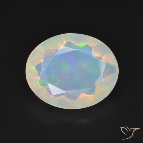 2.42ct 자연스러운 여러 가지 빛깔의 흰색 오팔, 타원형, 투명한