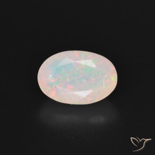 1.51ct 자연스러운 여러 가지 빛깔의 흰색 오팔, 타원형, 투명한