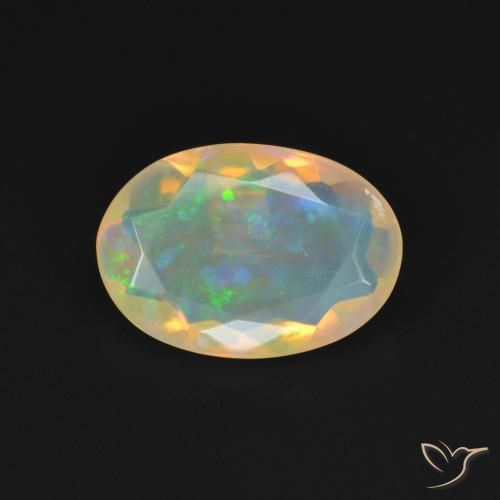 1.70ct 자연스러운 여러 가지 빛깔의 흰색 오팔, 타원형, 투명한