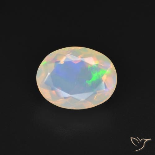 1.75ct 자연스러운 여러 가지 빛깔의 흰색 오팔, 타원형, 투명한