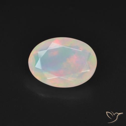 1.83ct 자연스러운 여러 가지 빛깔의 흰색 오팔, 타원형, 투명한