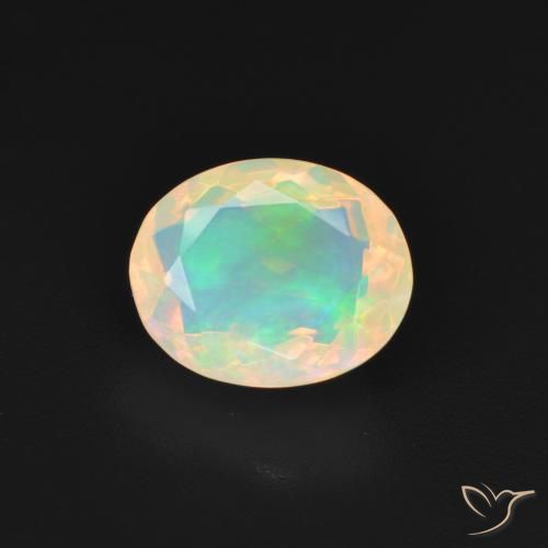 2.12ct 자연스러운 푸르스름한 흰색 오팔, 타원형, 투명한