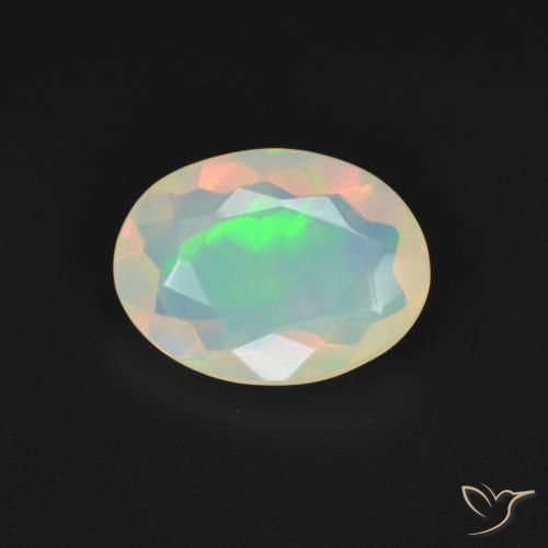 1.69ct 자연스러운 여러 가지 빛깔의 흰색 오팔, 타원형, 투명한