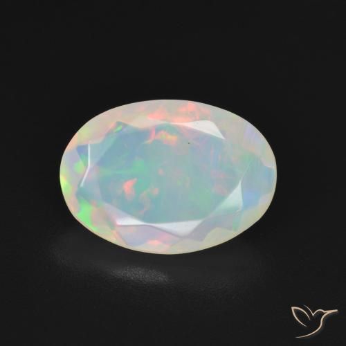 1.76ct 자연스러운 여러 가지 빛깔의 흰색 오팔, 타원형, 투명한