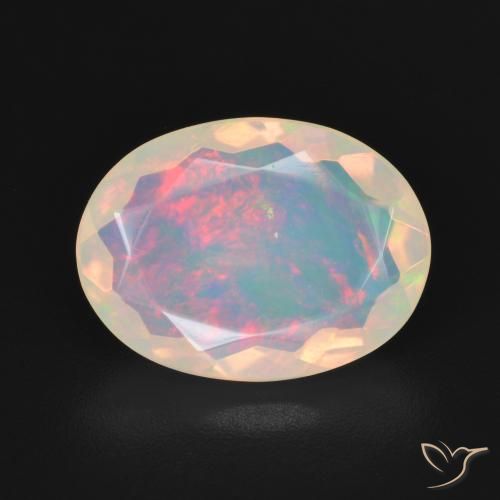 2.90ct 자연스러운 다색 오팔, 타원형, 투명한