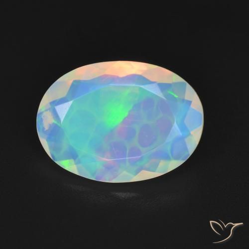 2.03ct 자연스러운 다색 오팔, 타원형, 투명한