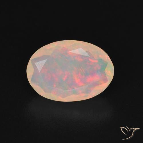 1.25ct 자연스러운 다색 오팔, 타원형, 투명한