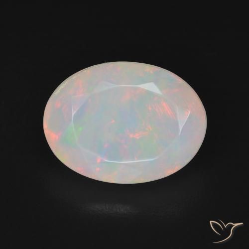 2.96ct 자연스러운 여러 가지 빛깔의 흰색 오팔, 타원형, 투명한