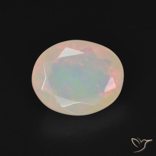 1.94ct 자연스러운 여러 가지 빛깔의 흰색 오팔, 타원형, 투명한