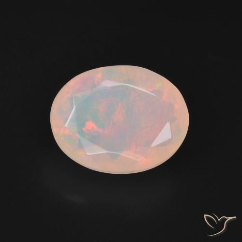 1.92ct 자연스러운 여러 가지 빛깔의 흰색 오팔, 타원형, 투명한