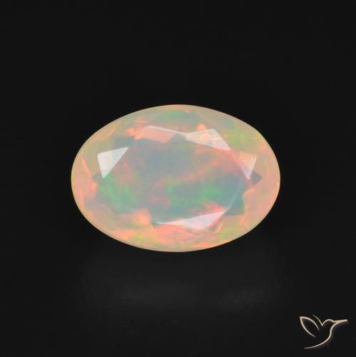1.71ct 자연스러운 여러 가지 빛깔의 흰색 오팔, 타원형, 투명한