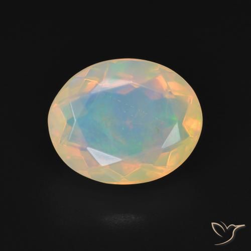 2.18ct 자연스러운 여러 가지 빛깔의 흰색 오팔, 타원형, 투명한