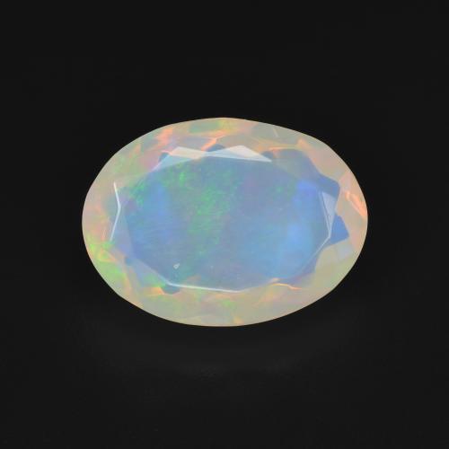 3.11ct 자연스러운 여러 가지 빛깔의 흰색 오팔, 타원형, 투명한