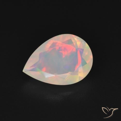 1.23ct 자연스러운 다색 오팔, 배 모양, 투명한