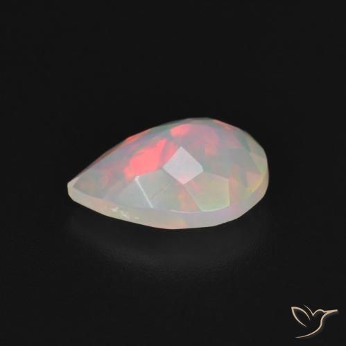 1.23캐럿 천연 다색 오팔, 배 모양, 투명한