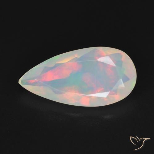 1.18ct 자연스러운 다색 오팔, 배 모양, 투명한