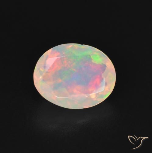 1.27ct 자연스러운 다색 오팔, 타원형, 투명한