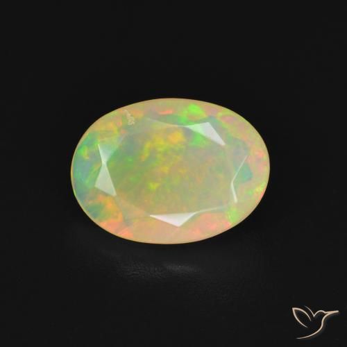 1.29ct 자연스러운 다색 오팔, 타원형, 투명한