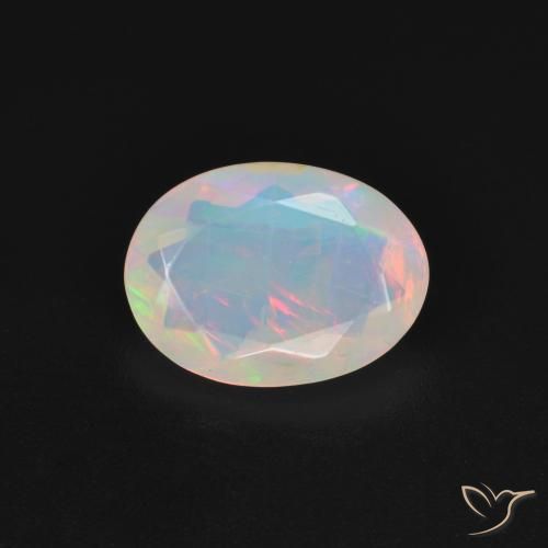 1.21ct 자연스러운 다색 오팔, 타원형, 투명한