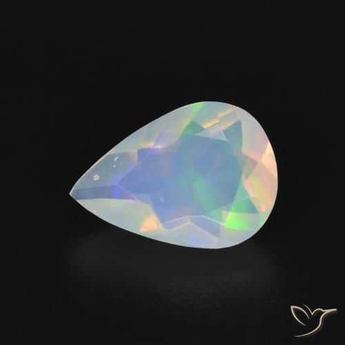 1.05ct 자연스러운 다색 오팔, 배 모양, 투명한
