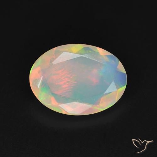 1.52ct 자연스러운 다색 오팔, 타원형, 투명한