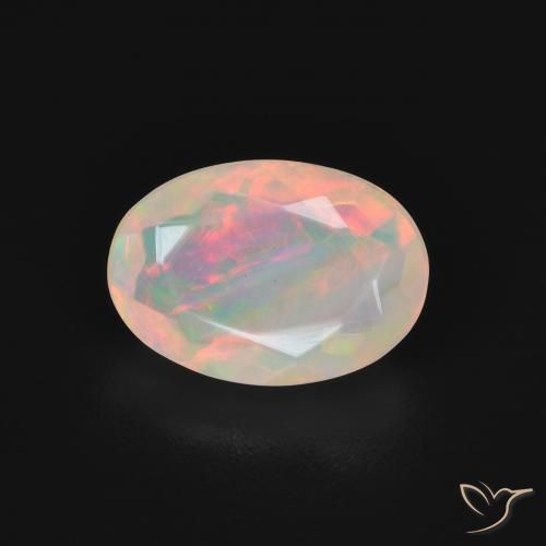 1.54ct 자연스러운 다색 오팔, 타원형, 투명한