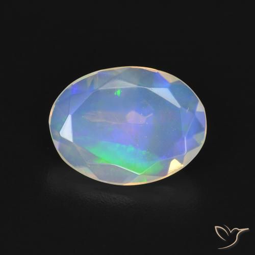 1.43ct 자연스러운 다색 오팔, 타원형, 투명한