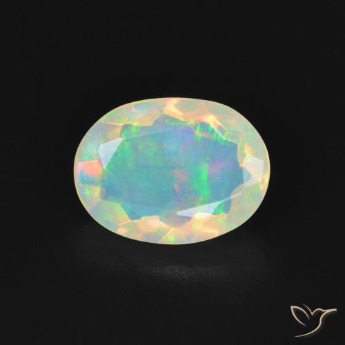 0.99ct 자연스러운 다색 오팔, 타원형, 투명한