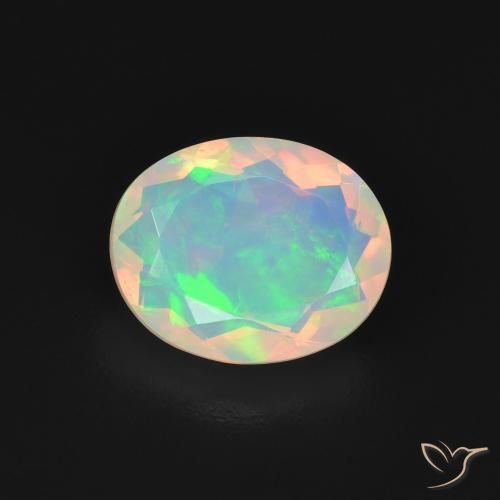 1.65ct 자연스러운 다색 오팔, 타원형, 투명한