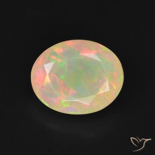 1.48ct 자연스러운 다색 오팔, 타원형, 투명한