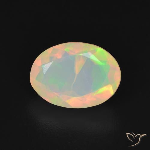1.29ct 자연스러운 다색 오팔, 타원형, 투명한