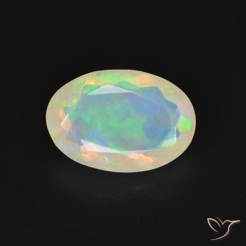 1.58ct 자연스러운 다색 오팔, 타원형, 투명한