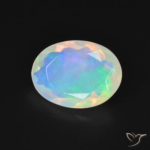 1.70ct 자연스러운 다색 오팔, 타원형, 투명한